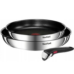 Set 3 piese TEFAL Ingenio Emotion L897S374, inductie (2 tigai 24 cm & 28 cm, 1 maner detasabil ), Tehnologia Thermo-Signal, inox