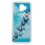 Husa Protectie Spate Lemontti Liquid Sand Butterflies Glitter pentru Samsung Galaxy J6 Plus