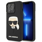 Husa Karl Lagerfeld KLHCP13XKH3DBK compatibila cu iPhone 13 Pro Max, 3D Rubber Karl`s Head, Negru