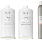 Keune Care Pachet Promo: Sampon anticadere + Balsam hidratant + Spray pentru stralucire, Pachete Promo