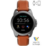 Ceas smartwatch Fossil FTW4055, Brown Leather, Grey