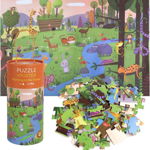 Puzzle cu 63 piese pentru copii OhMill, hartie, animale, multicolor, 48 x 33 cm