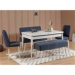 Set masă și scaune extensibile (5 bucăți) Vina 0701 - 4 - Anthracite, Atlantic Extendable Dining Table & Chairs Set 11, Alb, 77x75x120 cm, Vella