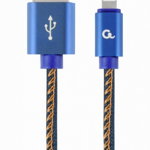 Cablu alimentare si date Gembird, USB 2.0 (T) la Lightning (T), 1m, conectori auriti, Negru cu insertii gAlbene CC-USB2J-AMLM-1M-BL