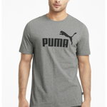 Puma, Tricou de bumbac cu imprimeu logo Essential, Gri inchis/ Negru, 3XL