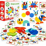 Woopie WOOPIE GREEN Puzzle din lemn Montessori 40 de modele pentru a recrea 55 buc. Certificat FSC, Woopie