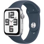 Apple Watch SE (2023), GPS, Carcasa Silver Aluminium 44mm, Storm Blue Sport Band - M/L, Apple