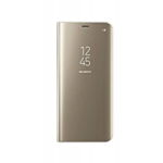 Husa Tip Carte Mirror Samsung Galaxy A51 Gold Cu Folie Sticla Upzz Glass Inclusa In Pachet