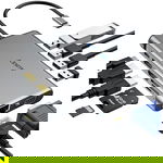 Hub USB CB-C78   5000Mbit/s RJ45 10/100/1000Mbps 2xUSB 3.1  2xUSB 2.0  2xHDMI 4k@30Hz  VGA  SD & microSD  USB-C Gri, Aukey