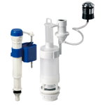 Mecanism WC + robinet flotor cu intrare verticala, actionare pneumatica, 3/8, buton argintiu, 27 cm, Mathaus
