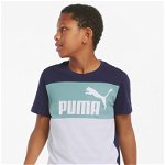 Puma, Tricou cu imprimeu logo Essential, Alb, Navy, Verde menta, 176 CM