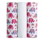 Set 3 scutece din pânză T-TOMI Pink Elephants, 70 x 70 cm