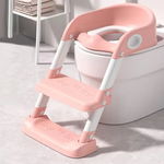 Reductor toaleta cu scarita si inaltime reglabila Little Mom Step by Step Pink, Little Mom