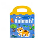 Carte Puzzle cu 34 stickere reutilizabile, Animale, toy