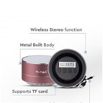 Boxa Bluetooth portabila, slot microSD, jack 3.5mm, 3 ore, rose gold, V-TAC, V-Tac