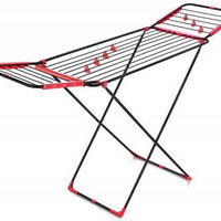 Uscator de rufe Heinner HR-DGR-17009, 17.5m + accesorii de prindere ciorapi si lenjerie intima (Negru/Rosu), Heinner