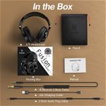 Casti DJ wireless OneOdio Fusion A70, Bluetooth 5.2, Cablu audio 6.35 la 3.5 mm inclus, Autonomie 50 ore, Negru, OneOdio