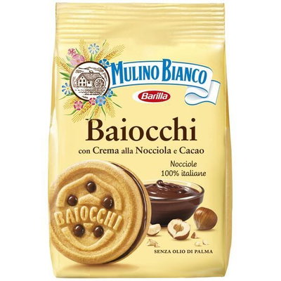 Biscuiti cu crema de cacao si alune de padure Baiocchi Nocciola Mulino Bianco, Barilla, 260g Engros, Barilla