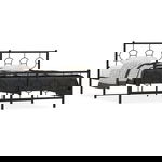 vidaXL Cadru pat fără saltea, tăblie de picioare negru 180x200cm metal, vidaXL