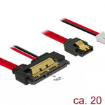 Cablu de date + alimentare SATA 22 pini 5V 6 Gb/s cu clips la Alimentare 2 pini + SATA 7 pini 20cm, Delock 85240