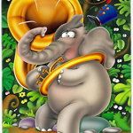 Caroline`s Treasures Carolines Comori APH0248LCB Elefant joc Tuba sticla de tăiere Bord La Multicolore 12H x 16W, 