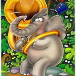 Caroline`s Treasures Carolines Comori APH0248LCB Elefant joc Tuba sticla de tăiere Bord La Multicolore 12H x 16W, 