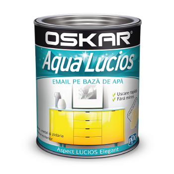 Vopsea Oskar Aqua Lucios, pentru lemn/metal/zidarie, interior/exterior, pe baza de apa, crem diafan, 2,5 l, oskar