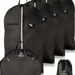 Set de 4 pungi pentru imbracaminte cu geanta de pantofi FR FiRiO®, negru, 100 x 60 cm