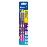 Set creion grafit Pelikan Combino, gros, mina B, lacuit, blister, roz, 2 buc/set