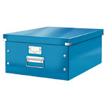 Cutie depozitare Leitz WOW Click & Store, carton laminat, partial reciclat, pliabila, cu capac si maner, 36x20x48 cm, albastru, Leitz