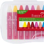 Creioane colorate, cerate, 12 culori/set, FABER CASTELL