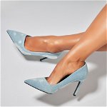 Pantofi dama stiletto Albastri din Textil Odeya A7662, SEASTAR