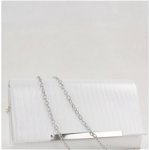 Plic alb-perlat din material texturat cu accesoriu argintiu