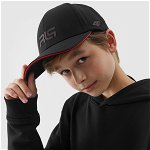 Șapcă cu cozoroc strapback pentru copii 4F x Robert Lewandowski - neagră, 4F Sportswear