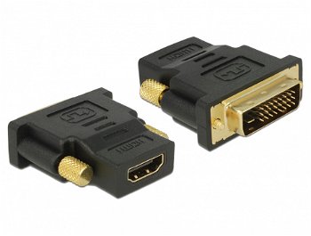 Adaptor Delock 65466, DVI tata la HDMI mama, Negru, Conectoare aurite