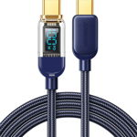 Cablu pentru incarcare si transfer de date Joyroom S-CC100A4, USB-C la USB-C, PD 100W, 480Mbps, 1.2 m, Albastru
