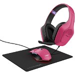 Kit gaming casti, mouse si mousepad Trust GXT 790, 3 in 1, Roz