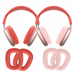 Set 2 huse de protectie pentru pernute auriculare Apple AirPods Max din silicon ultramoale rosu roz, krasscom