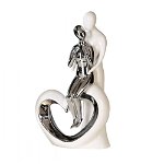 Figurina decorativa din Ceramica Alb/Argintiu H34xL20cm Romance