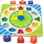 Ceas cu forme geometrice incastru din lemn, Jucarie tip Montessori, Acool Toy