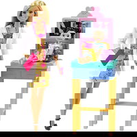 Barbie Cariere Set Mobilier Cu Papusa Blonda Profesoara De Pictura