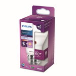 Bec LED cu senzor crepuscular Philips E27 6,5W 806 lumeni, glob mat A60, lumină neutră