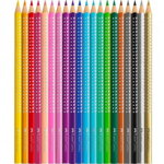 Set creioane color Sparkle 20 buc/set + ascutitoare Sleeve, Faber-Castell, Faber-Castell