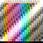 Set creioane colorate Faber-Castell Sparkle - 20 culori + ascutitoare