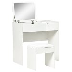 HOMCOM Set Mobilier pentru Toaletă cu Oglindă, Taburet și Sertar, Design Elegant, Masa Consola Alb | Aosom Romania, HOMCOM