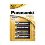 Set 4 x Baterii Alcaline AA, R6, Panasonic Alkaline Power, 1.5 V, Blister 4 Baterii