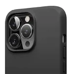 Husa din silicon compatibila cu iPhone 12 Pro Max, silk touch, interior din catifea, camera bump, Negru, X-Level