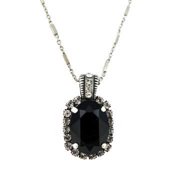Pandantiv cu lant placat cu Argint 925, Cristale, Check Mate by Roxannes - Mariana Jewellery, Negru/Cristal Transparent 5522/5-280-1SP