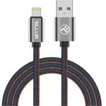 Cablu de date / adaptor Tellur USB Male la Lightning Male, 1 m, MFi, Denim Blue
