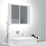Dulap baie cu oglinda, 60 x 12 x 45 cm, iluminare LED, alb